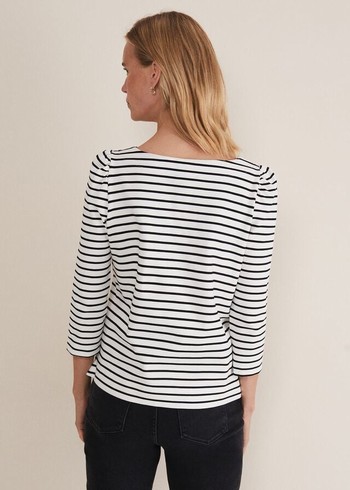 Phase Eight Orabella Striped T Shirts Black/White Australia | DB2190738